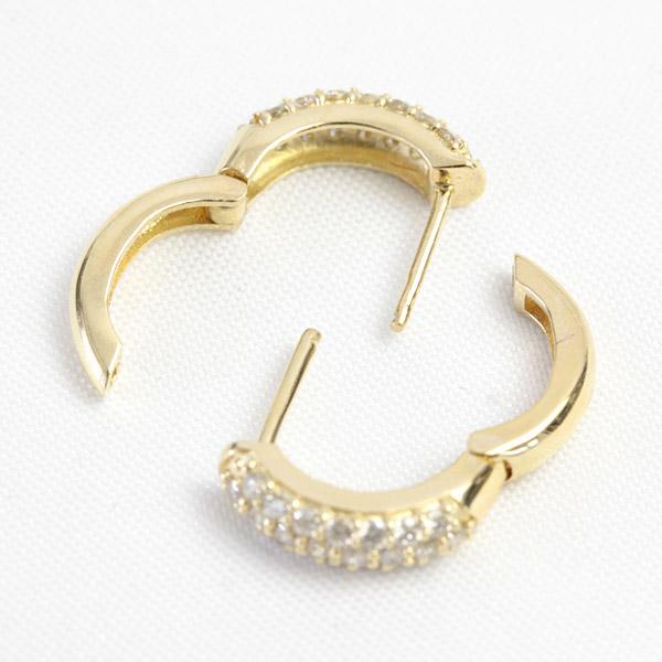 フープピアス ピアス パヴェ ダイヤモンド K18YG 18ｋ 18金 ゴールド 小さめ ぷっくり 可愛い 0.3ctの画像