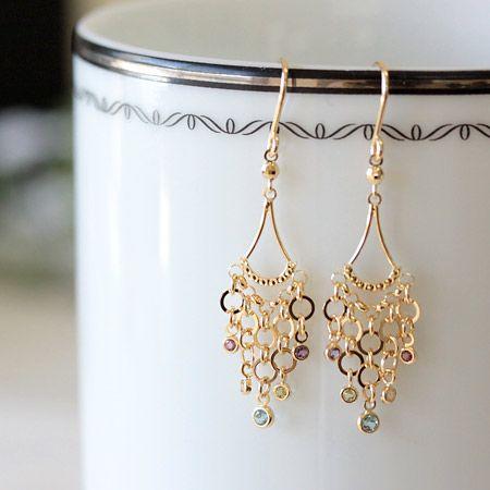 ピアス レディース 揺れる アメリカンフックピアス マルチカラー K18 K14 | 