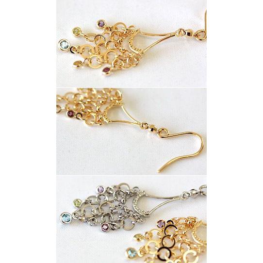 ピアス レディース 揺れる アメリカンフックピアス マルチカラー K18 K14 |  | 02