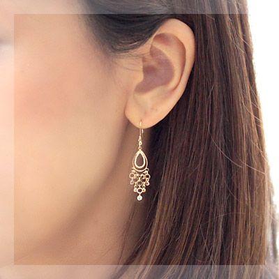 ピアス 揺れる レディース アメリカンフックピアス マルチカラー ティアドロップ K18/K14 |  | 01