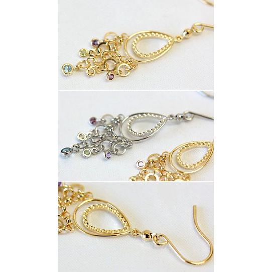 ピアス 揺れる レディース アメリカンフックピアス マルチカラー ティアドロップ K18/K14 |  | 02