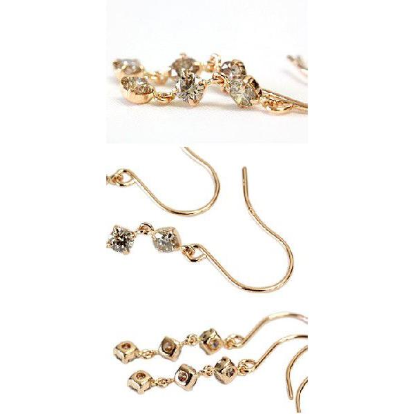 ダイヤモンドピアス プラチナ pt900 18金 18k K18 ゴールド レディース ダイヤ 0.6ct 揺れる ブラウンダイヤ アメリカンフック スリーストーン |  | 02