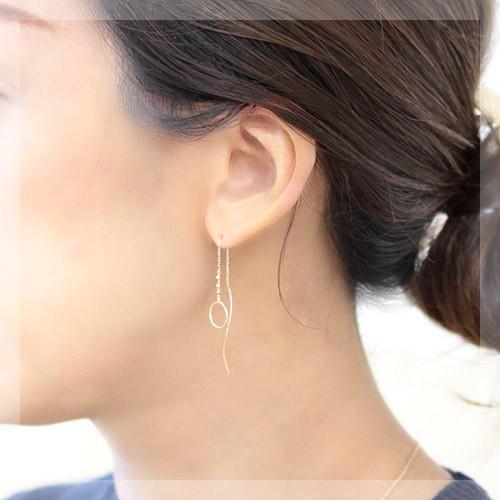 ピアス レディース 揺れる 18k K18 18金 ゴールド アメリカンピアス 