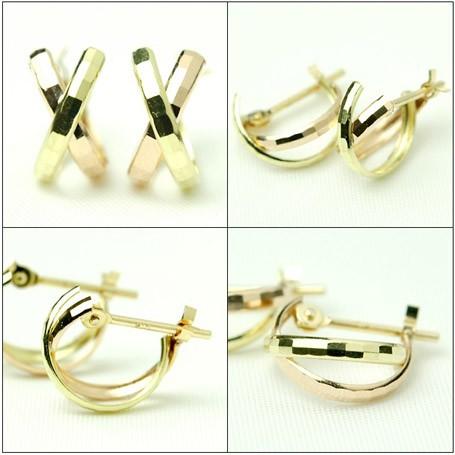 ピアス フープピアス 輪っか レディース 可愛い 小さめ 18金 18k k18 フープ 地金ピアス 4.6mm×10mm ミラーカット 石なし 日本製 1ペア 両耳用の画像