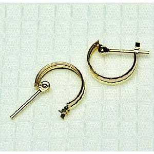 フープピアス ピアス 18金 18k k18 輪っか レディース 小さめ 3mm×10mm ミラーカット 石なし 地金 日本製 1ペア 両耳用の画像