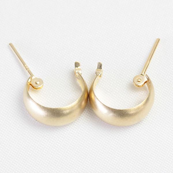 フープピアス 18k 5×10 k18 18金 地金 ムーンピアス つや消し マット