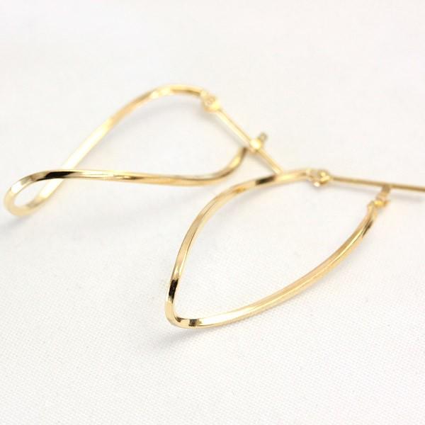 フープピアス ピアス 18k K18 18金 ゴールド レディース ひねり 楕円