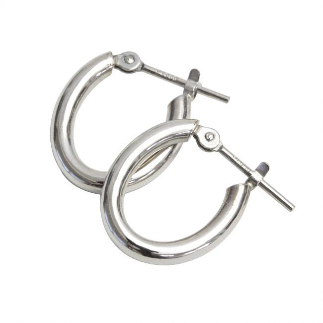 フープピアス プラチナ Pt900 オーバル 楕円 レディース 可愛い 2.0mm