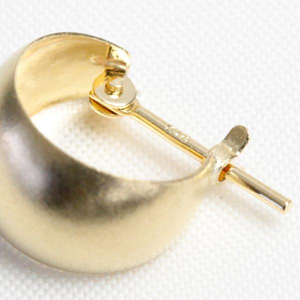フープピアス 18k 7×10 k18 18金 地金ピアス フープ ピアス ムーンピアス マットタイプ 輪っか レディース 小さめ 日本製 1ペア 両耳用の画像