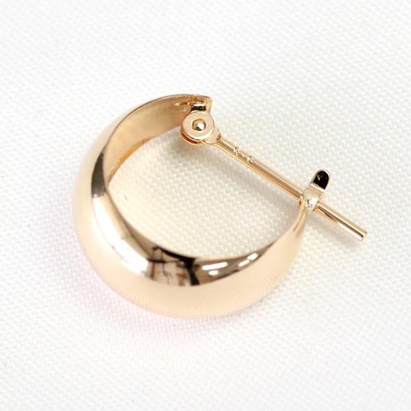 フープ ピアス 輪っか レディース 可愛い 7mm×13mm 18k K18 18金 ゴールド フープピアス ムーンピアス 月甲 甲丸 地金ピアス 石なしの画像