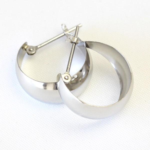 フープ ピアス レディース 可愛い 7×15mm プラチナ pt900 フープピアス ムーンピアス 月甲 地金ピアス 石なし 日本製 1ペア 両耳用の画像