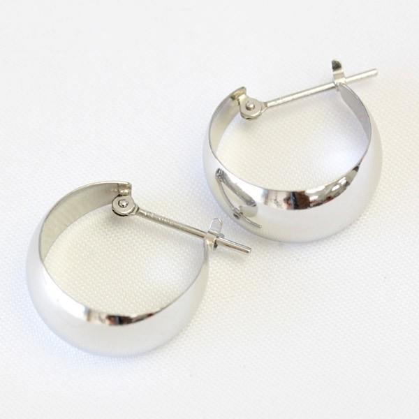 フープ ピアス レディース 可愛い 7×15mm プラチナ pt900 フープピアス ムーンピアス 月甲 地金ピアス 石なし 日本製 1ペア 両耳用の画像