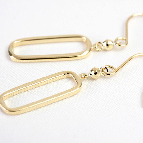 ピアス 18k K18 18金 イエローゴールド レディース オーバルデザイン 中 縦長 イタリア 石なし 地金 |  | 02