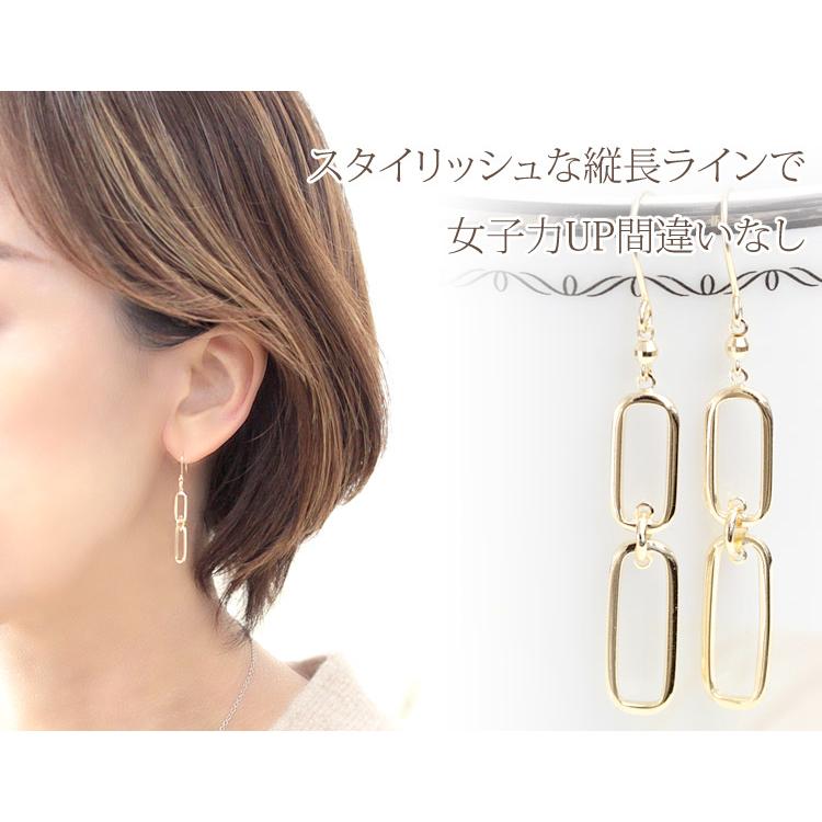 ピアス 18k K18 18金 イエローゴールド レディース オーバルデザイン 