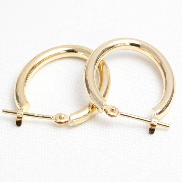 フープピアス 18k K18 18金 YG イエローゴールド オーバル 楕円 レディース 可愛い 2.0mm×14.8mm ピアス 輪っか 石なし 地金 日本製 1ペア 両耳用の画像