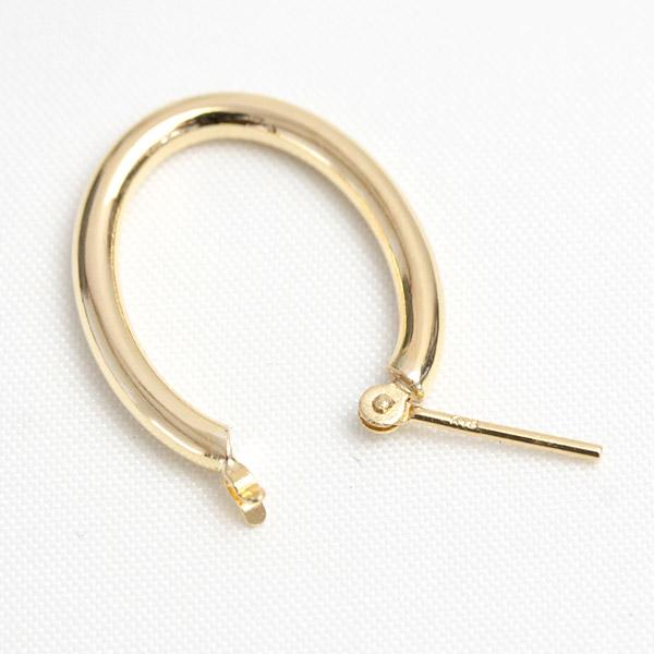 フープピアス 18k K18 18金 YG イエローゴールド オーバル 楕円 レディース 可愛い 2.0mm×14.8mm ピアス 輪っか 石なし 地金 日本製 1ペア 両耳用の画像