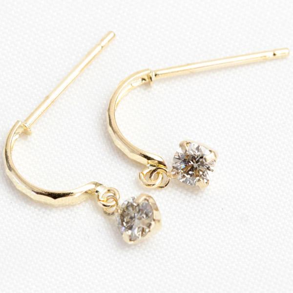 ダイヤモンド ピアス 一粒 18金 K18 プラチナ Pt900 ミラーカット