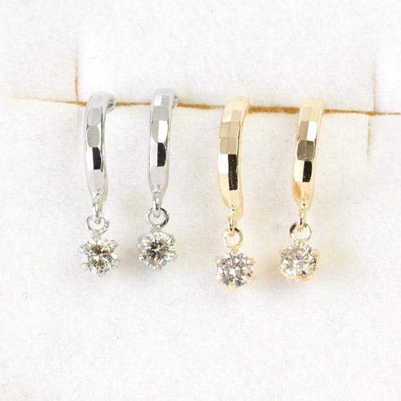 ダイヤモンド ピアス 一粒 18金 K18 プラチナ Pt900 ミラーカット