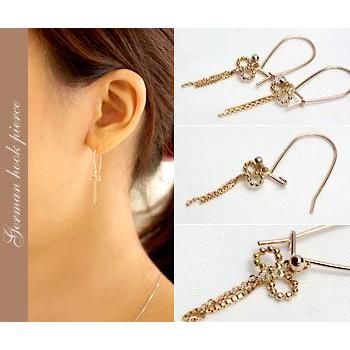 ピアス レディース 揺れる 18金 18k K18 K14 ゴールド チェーンピアス 