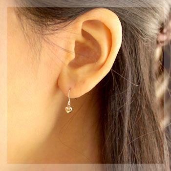ピアス レディース 揺れる 18金 18k K18 ゴールド ハート アメリカンフックピアスの画像