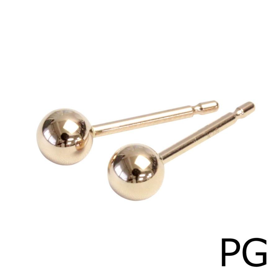 ピアス シンプル 18金 地金 ボールピアス 丸玉 セカンドピアス レディース 石なし 軸太 ポスト0.9mm 4.0mm 18k K18の画像