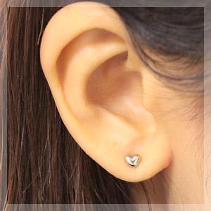 ピアス レディース プラチナ900 Pt900 セカンドピアス プラチナ ハート 小 s 4mm 軸太 ポスト 0.9mm ネコポス 地金 石なし シンプル ネコポスの画像