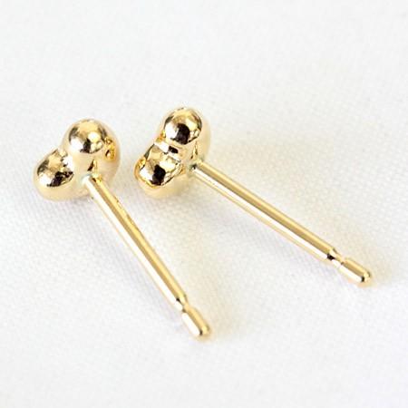 ピアス レディース 18k K18 18金 ゴールド セカンドピアス ハート 小 S 4mm 軸太 ポスト0.9mm 地金 石なし シンプル ネコポスの画像