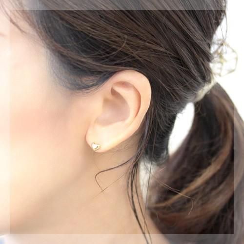 ピアス レディース 18k K18 18金 ゴールド セカンドピアス ハート 5mm 軸太 ポスト0.9mm 地金 石なし シンプル ネコポスの画像
