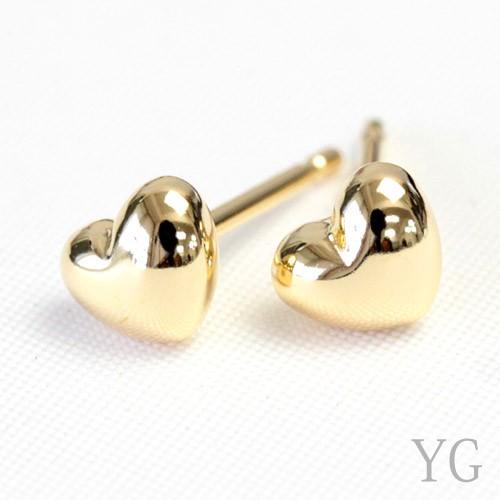 ピアス レディース 18k K18 18金 ゴールド セカンドピアス ハート 5mm 軸太 ポスト0.9mm 地金 石なし シンプル ネコポスの画像