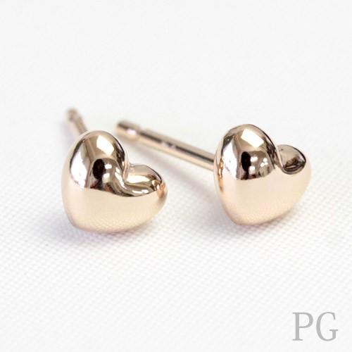ピアス レディース 18k K18 18金 ゴールド セカンドピアス ハート 5mm 軸太 ポスト0.9mm 地金 石なし シンプル ネコポスの画像