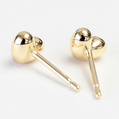 ピアス レディース 18k K18 18金 ゴールド セカンドピアス ハート 5mm 軸太 ポスト0.9mm 地金 石なし シンプル ネコポスの画像