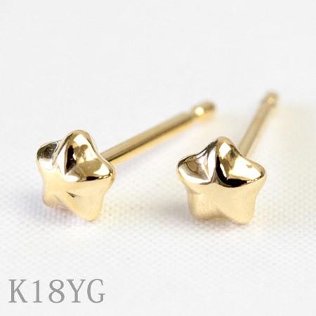 ピアス レディース 18k K18 18金 ゴールド セカンドピアス 星 スター 4.0mm 軸太 ポスト0.9mm 地金 石なし シンプル ネコポスの画像