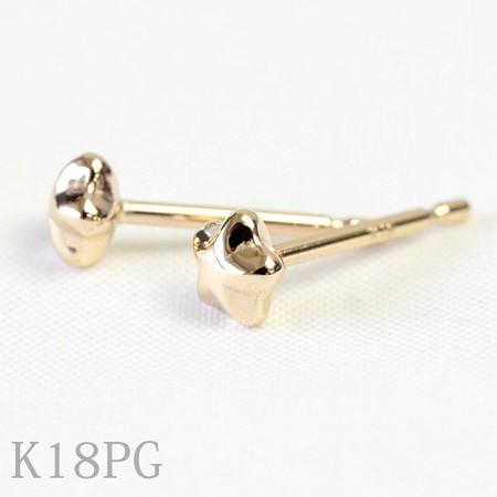 ピアス レディース 18k K18 18金 ゴールド セカンドピアス 星 スター 4.0mm 軸太 ポスト0.9mm 地金 石なし シンプル ネコポスの画像