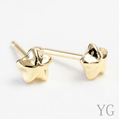 ピアス レディース 18k K18 18金 ゴールド セカンドピアス 星 スター L 5.0mm 軸太 ポスト0.9mm 地金 石なし シンプル ネコポスの画像