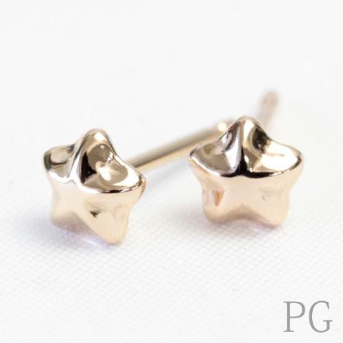 ピアス レディース 18k K18 18金 ゴールド セカンドピアス 星 スター L 5.0mm 軸太 ポスト0.9mm 地金 石なし シンプル ネコポスの画像