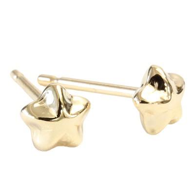 ピアス レディース 18k K18 18金 ゴールド セカンドピアス 星 スター L 5.0mm 軸太 ポスト0.9mm 地金 石なし シンプル ネコポスの画像