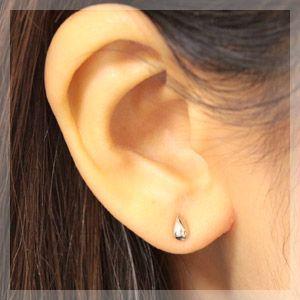 ピアス レディース 18金 18k K18 K14 ゴールド 石なし ティアドロップ 