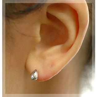 ピアス レディース 18k K18 18金 ゴールド セカンドピアス ティアドロップ つゆ 軸太 ポスト0.9mm 地金 石なし シンプル ネコポスの画像