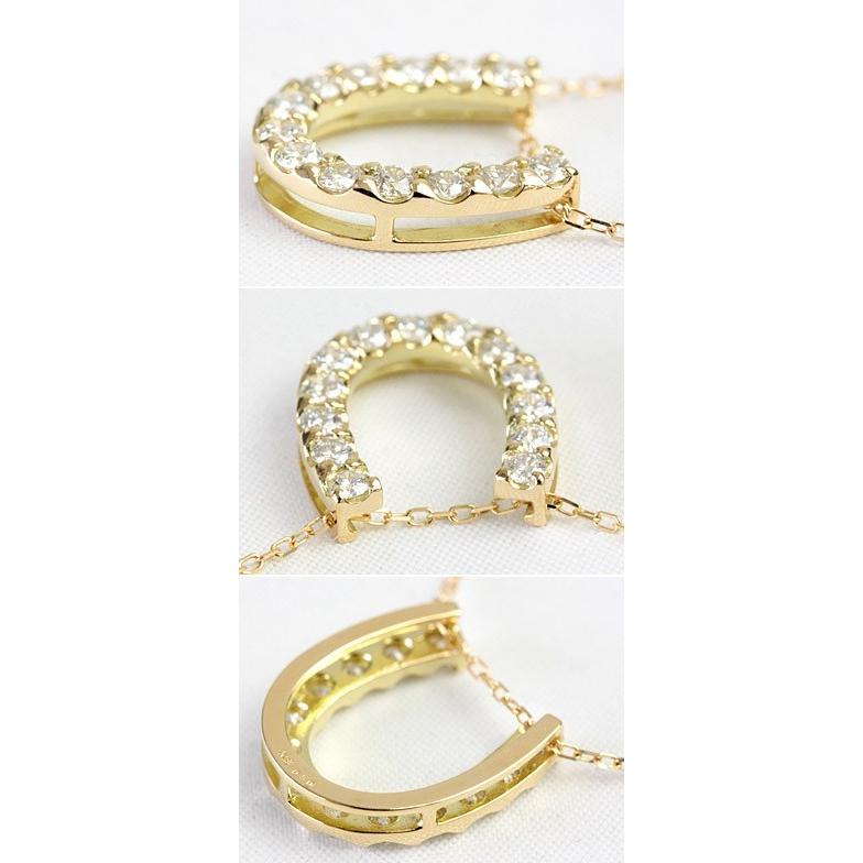 ダイヤモンド ネックレス レディース ダイヤネックレス 18金 18k K18 ゴールド 0.5ct カラット H＆C ダイヤ ホースシュー 馬蹄 0.5カラットの画像