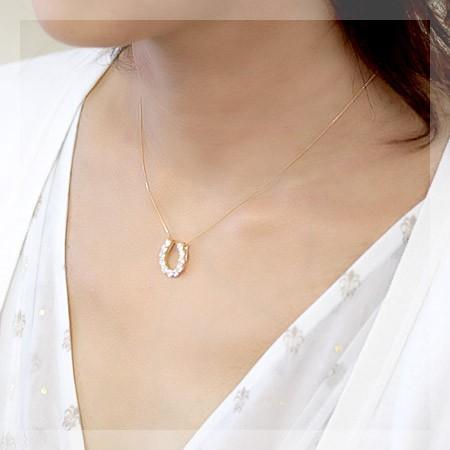 ダイヤモンド ダイヤ ネックレス 18金 18k K18 K14 ゴールド レディース H＆C 馬蹄 1.0ct カラット_1