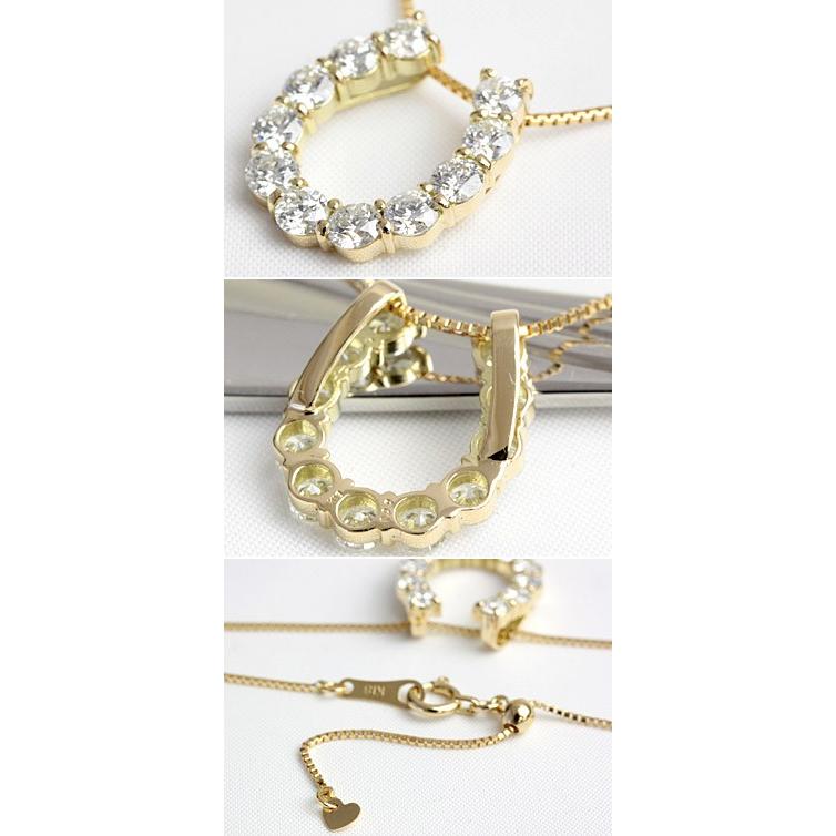 ダイヤモンド ダイヤ ネックレス 18金 18k K18 K14 ゴールド レディース H＆C 馬蹄 1.0ct カラット_2