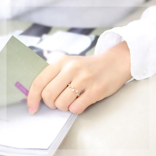 ダイヤモンドリング ダイヤ レディース 指輪 18金 18k K18 ゴールド 0.12ct カラット 緩やかウェーブ ミル打ち 華奢系 SIクラス 文字入れ不可の画像