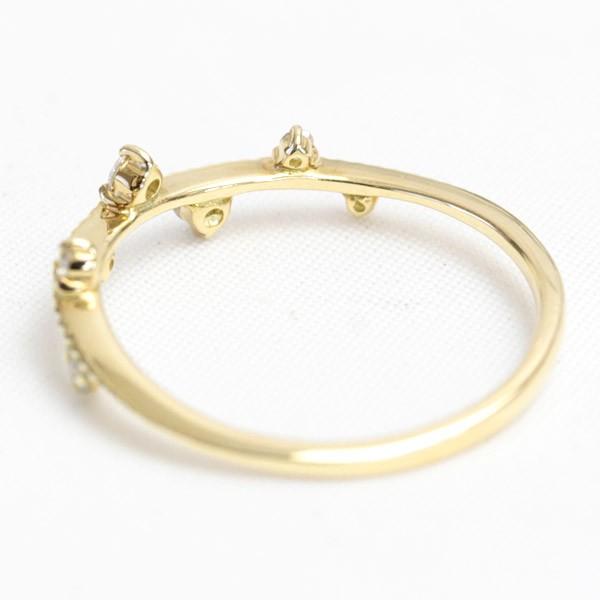 ダイヤモンドリング ダイヤ レディース 指輪 18金 18k K18 ゴールド 0.12ct カラット 緩やかウェーブ ミル打ち 華奢系 SIクラス 文字入れ不可の画像