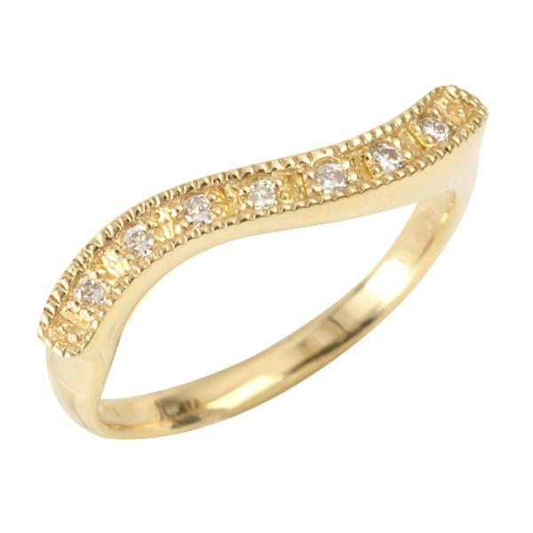 ダイヤモンド リング レディース ダイヤ 18金 18k K18 ゴールド 0.1ct カラット SIクラス ミル打ちの画像