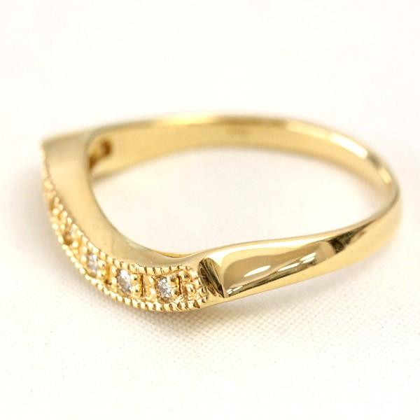 ダイヤモンド リング レディース ダイヤ 18金 18k K18 ゴールド 0.1ct カラット SIクラス ミル打ちの画像