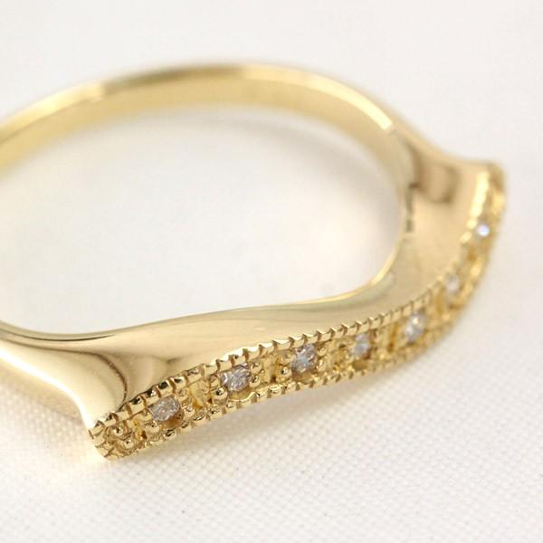 ダイヤモンド リング レディース ダイヤ 18金 18k K18 ゴールド 0.1ct カラット SIクラス ミル打ちの画像