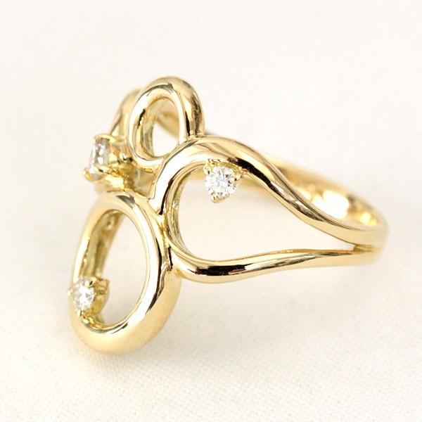 ダイヤモンド リング レディース 指輪 ダイヤ 18金 18k K18 ゴールド 0.12ct カラット ピンキーリング 小指 文字入れ不可の画像
