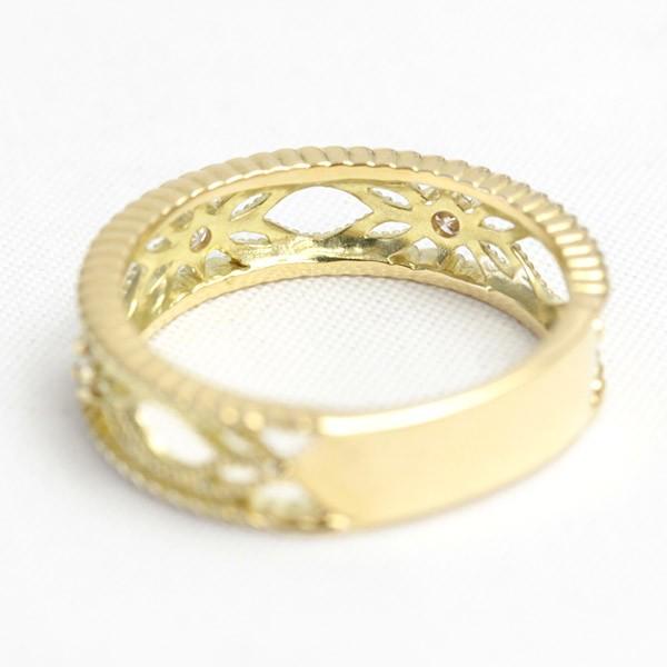 リング レディース 指輪 ダイヤモンド ダイヤ 18金 18k K18 ゴールド ピンキーリング ミル打ち SIクラス 0.06ct カラット 文字入れ不可の画像