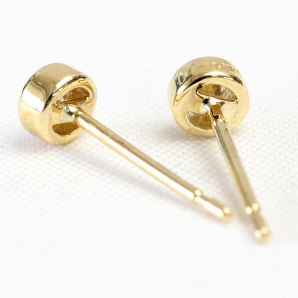 ダイヤモンド ピアス 一粒 レディース 18金 18k K18 ゴールド ダイヤ H＆C 0.15ct スタッド シンプル フクリン ベゼルセッティング カード鑑別書付の画像