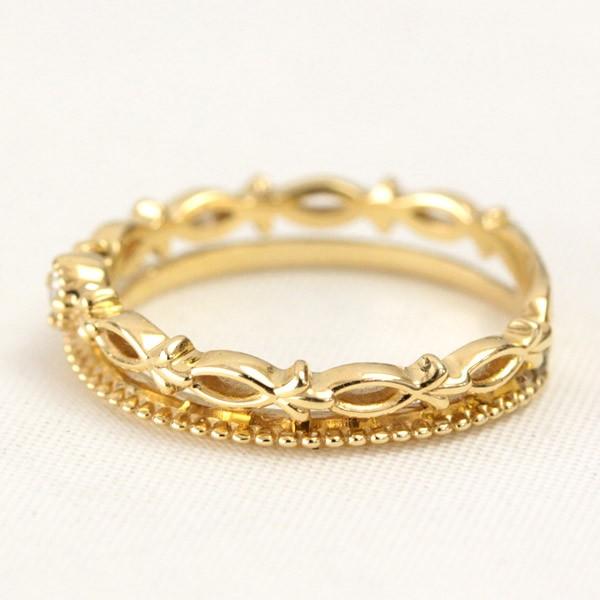 ダイヤモンド リング レディース 指輪 ダイヤ 18金 18k K18 ゴールド 0.03ct カラット ピンキーリング SIクラス 文字入れ不可の画像
